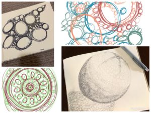 Collage of four drawings of different kinds of circles